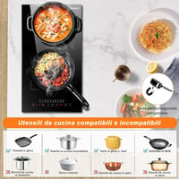 Jessier 2 égős beépíthető indukciós főzőlap Flex zónával - 30 cm, 3500 W, fekete 6
