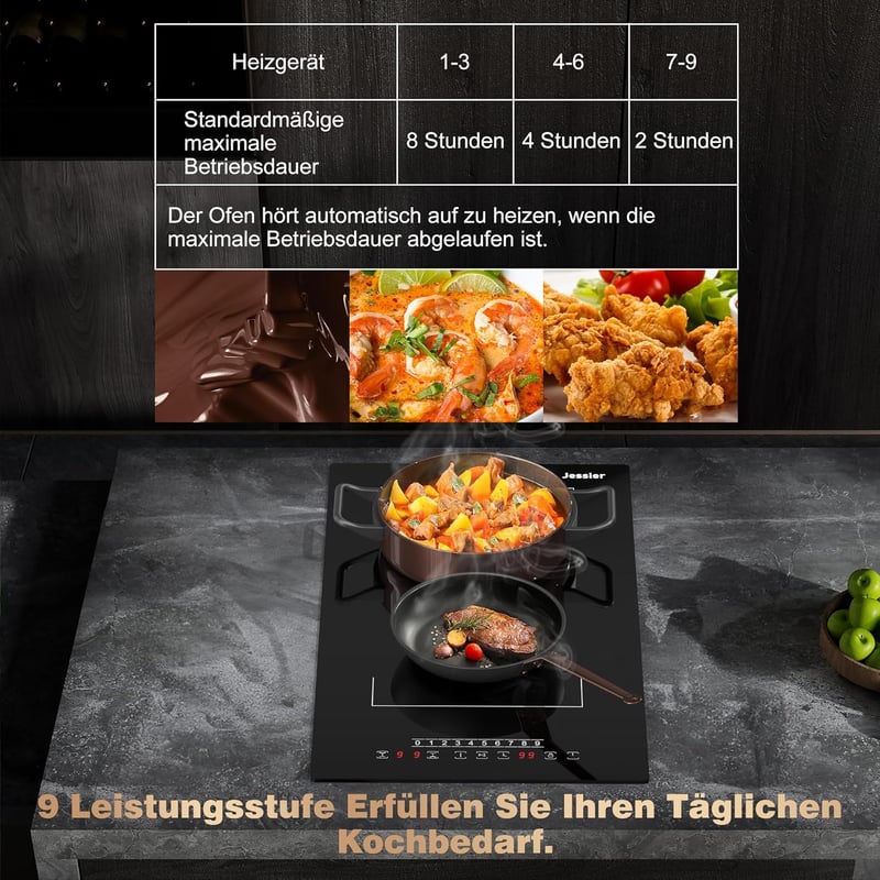 Jessier 2 zónás indukciós főzőlap 3500W érintésvezérlés 9 fokozat