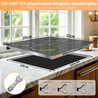 Jessier Üvegkerámia Főzőlap 4 Égővel 6000W - 9 Teljesítményszint, Szünet Funkció, Időzítő, Gyerekzár, Modern Konyhai Beépíthető Elektromos T 7