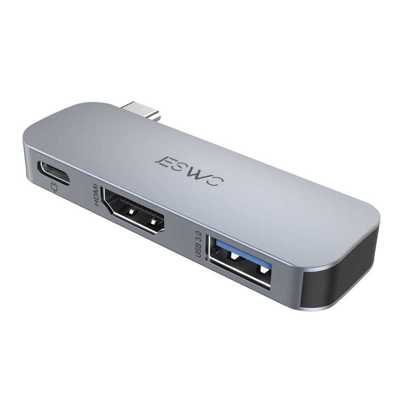 JESWO 3-v-1 USB-C Hub s 4K HDMI a PD nabíjaním, kompatibilný s Windows/Mac/iPad