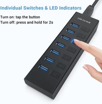 JESWO USB 3.0 Hub 7 Port, 100cm Kábel, Kapcsolóval és LED Kijelzővel 4