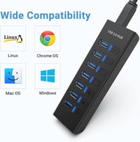 JESWO USB 3.0 Hub 7 Port, 100cm Kábel, Kapcsolóval és LED Kijelzővel 5