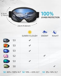 Ochelari de schi pentru adulți JetBlaze OTG, protecție UV400, lentile cu oglindă 3