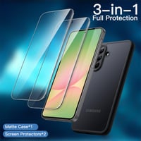 JETech 3 v 1 matné puzdro pre Samsung Galaxy A56 5G + 2 ochranné tvrdené sklá – čierne 3