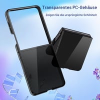 Obal JETech 3 v 1 pre Samsung Galaxy Z Flip 7, čierny, s tvrdeným sklom na ochranu displeja, kryštálovo čistým tvrdým PC obalom, ochranné puzdro odolné proti poškriabaniu 5