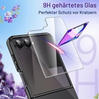 Obal JETech 3 v 1 pre Samsung Galaxy Z Flip 7, čierny, s tvrdeným sklom na ochranu displeja, kryštálovo čistým tvrdým PC obalom, ochranné puzdro odolné proti poškriabaniu 4