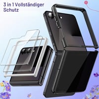 Obal JETech 3 v 1 pre Samsung Galaxy Z Flip 7, čierny, s tvrdeným sklom na ochranu displeja, kryštálovo čistým tvrdým PC obalom, ochranné puzdro odolné proti poškriabaniu 3