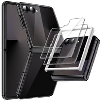 Obal JETech 3 v 1 pre Samsung Galaxy Z Flip 7, čierny, s tvrdeným sklom na ochranu displeja, kryštálovo čistým tvrdým PC obalom, ochranné puzdro odolné proti poškriabaniu 1