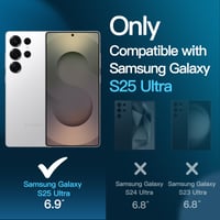 JETech puzdro 5 v 1 pre Samsung Galaxy S25 Ultra 5G, priehľadné, odolné voči žltnutiu, 2 ochranné tvrdené sklá na displej, 2 kryty na šošovky fotoaparátu 2