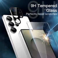 JETech puzdro 5 v 1 pre Samsung Galaxy S25 Ultra 5G, priehľadné, odolné voči žltnutiu, 2 ochranné tvrdené sklá na displej, 2 kryty na šošovky fotoaparátu 6