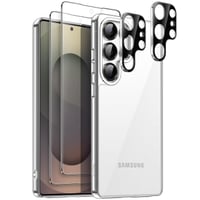 JETech puzdro 5 v 1 pre Samsung Galaxy S25 Ultra 5G, priehľadné, odolné voči žltnutiu, 2 ochranné tvrdené sklá na displej, 2 kryty na šošovky fotoaparátu 1