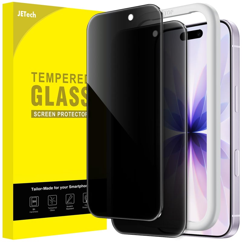 Ochranné sklo na displej JETech so súkromným filtrom pre iPhone 17, balenie 2 ks