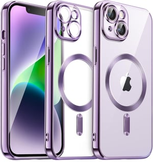 JETech prozirna TPU maska za iPhone 14 (6,1"), kompatibilna s MagSafeom - svijetloljubičasta