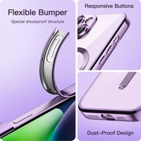 JETech átlátszó TPU tok iPhone 14 (6,1") készülékhez, MagSafe kompatibilis - világoslila 6