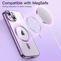 JETech átlátszó TPU tok iPhone 14 (6,1") készülékhez, MagSafe kompatibilis - világoslila 5