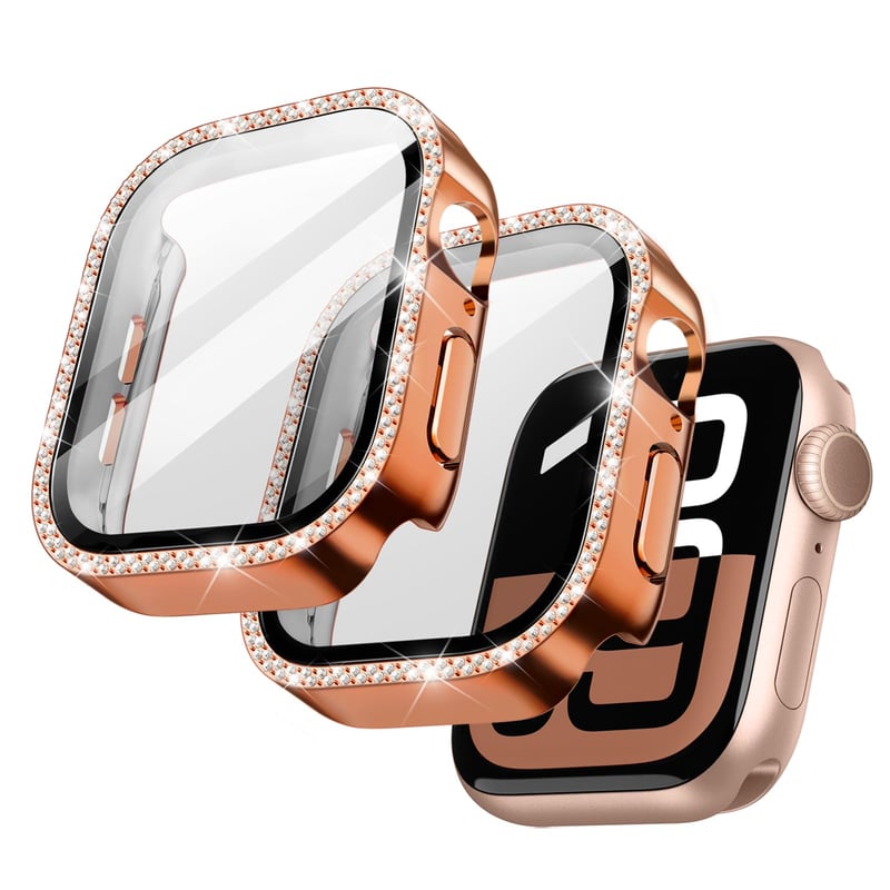 Trblietavý kryt JETech Bling pre Apple Watch Series 11/10 42 mm, medeno-ružové zlato