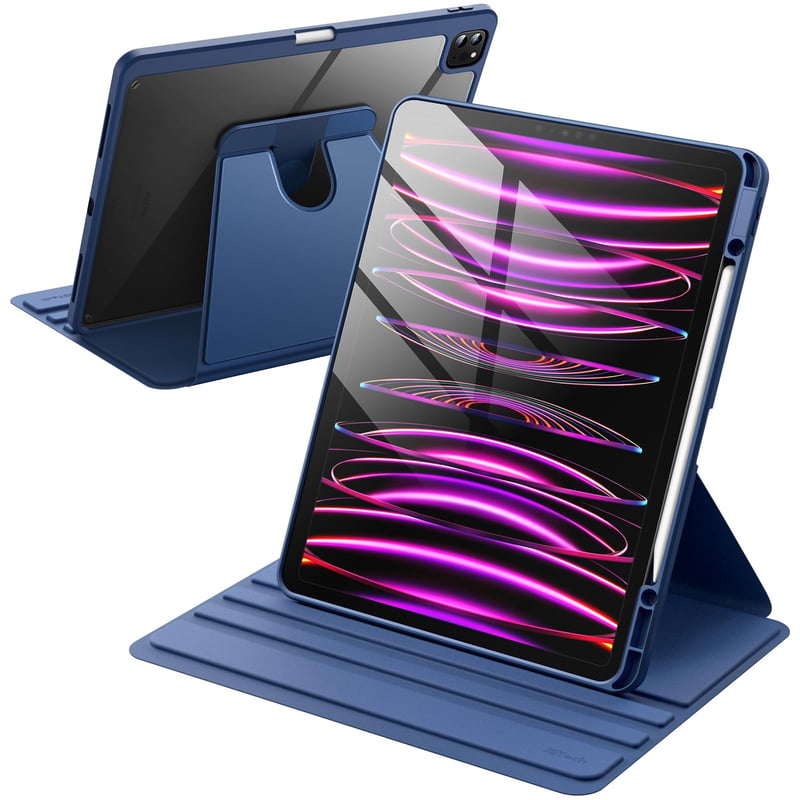 Obal na iPad Pro 12,9" (6./5./4./3. generácia) JETech s otočným stojanom – námornícka modrá