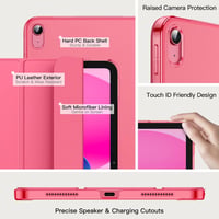 JETech iPad 11. és 10. generáció (2025/2022) tok - vékony kemény hátlap, állvánnyal, rózsaszín - pink 3