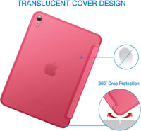 JETech iPad 11. és 10. generáció (2025/2022) tok - vékony kemény hátlap, állvánnyal, rózsaszín - pink 4