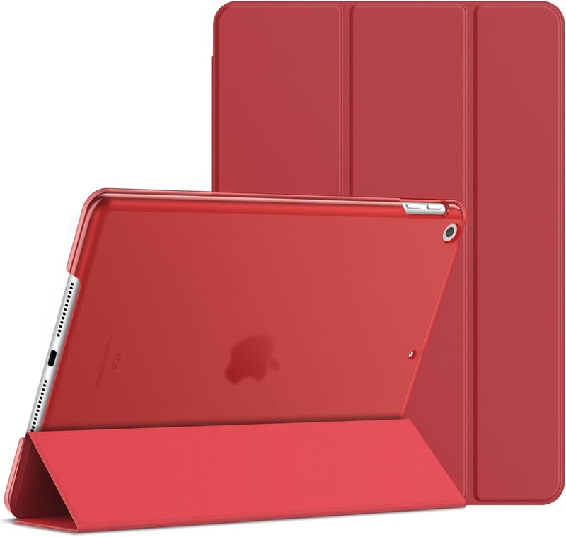 JETech iPad 9/8/7 (10.2") Tok Autó Alvó Funkcióval Piros