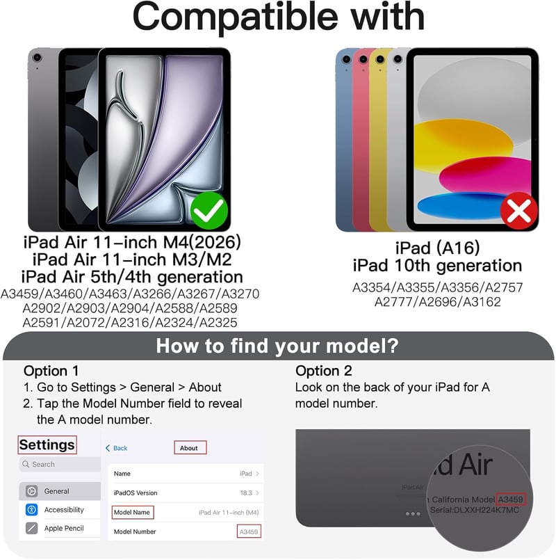 JETech iPad Air 11" M4/M3/M2 és 10.9" 5/4 generációs tok ceruzatartóval, fekete - black