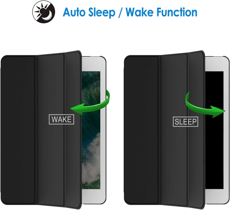 JETech iPad Mini 1 2 3 Tok Állvánnyal és Auto Sleep/Wake Funkcióval Fekete - black