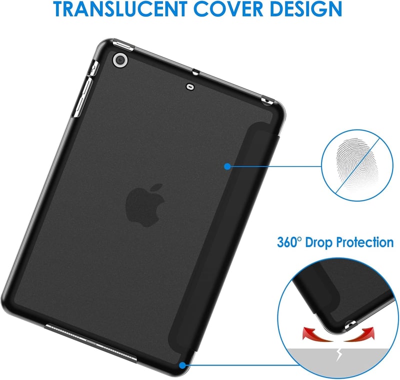 JETech iPad Mini 1 2 3 Tok Állvánnyal és Auto Sleep/Wake Funkcióval Fekete - black