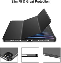 JETech iPad Pro 11" (2018) Tok Apple Pencil Tartóval, Smart Cover Fekete - black 3