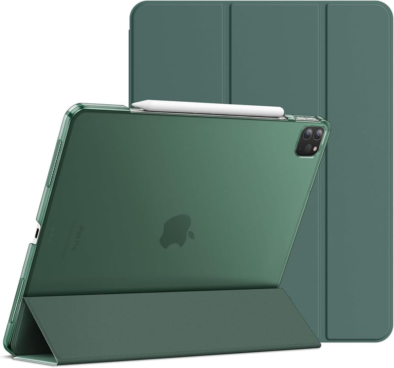JETech iPad Pro 12.9" (2020/2018) Tok Pencil Tartóval, Intelligens Alvó/Ébresztő Funkció, Misty Green