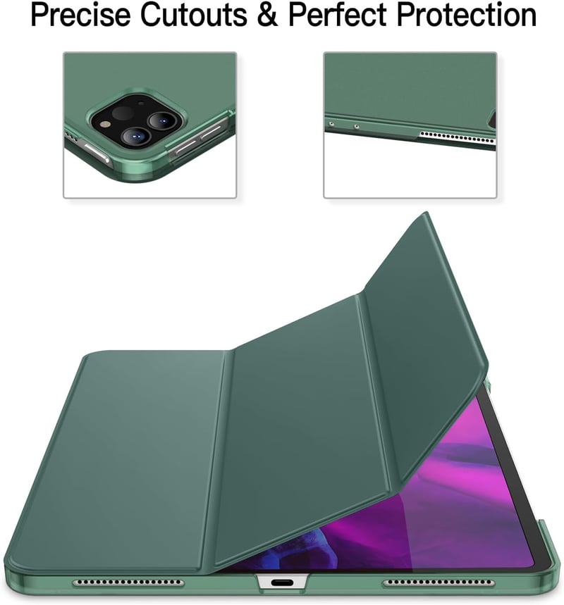JETech iPad Pro 12.9" (2020/2018) Tok Pencil Tartóval, Intelligens Alvó/Ébresztő Funkció, Misty Green