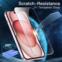 Ochranné tvrdené sklo na displej JETech pre iPhone 15, kompatibilné s krytmi, HD priehľadné - 2 ks 5
