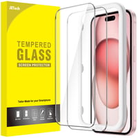Ochranné tvrdené sklo na displej JETech pre iPhone 15, kompatibilné s krytmi, HD priehľadné - 2 ks 1
