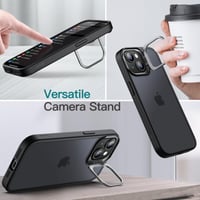 JETech puzdro na iPhone 15 Plus so stojanom, čierne - ochranný zadný kryt so zabudovaným stojančekom 6