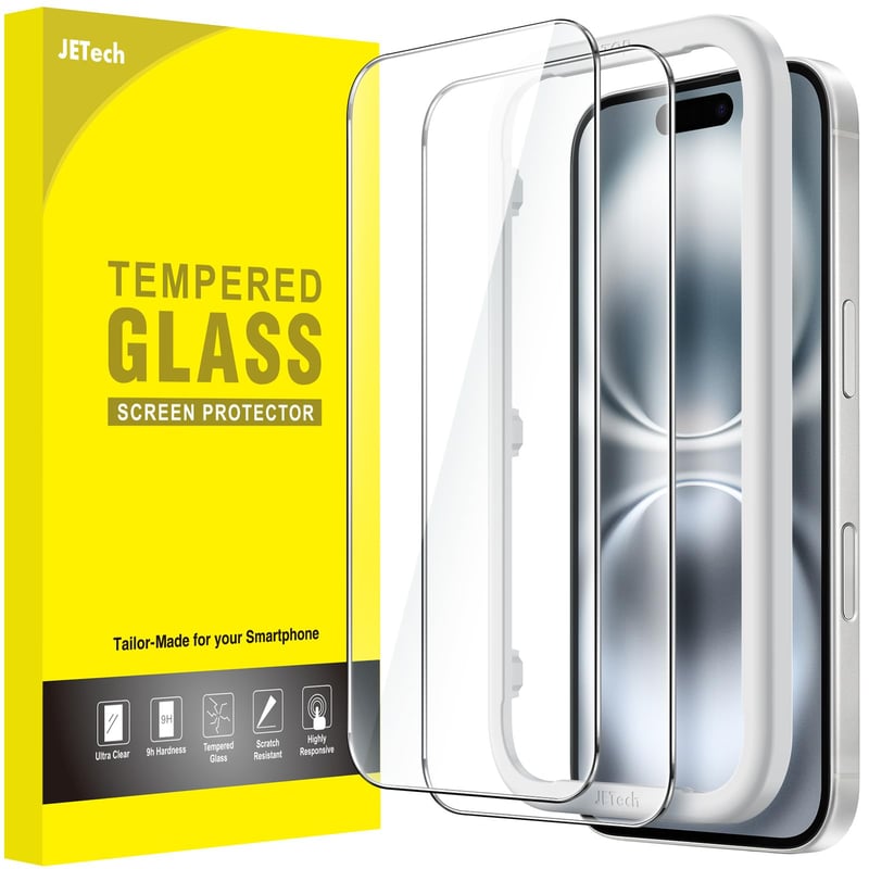 JETech Ochranná fólia na displej pre iPhone 16 – balenie 2 ks, ochrana z tvrdeného skla