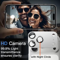 Ochranný kryt na šošovky fotoaparátu JETech pre iPhone 17 Pro Max, 9H tvrdené sklo, 1 ks – strieborný 6
