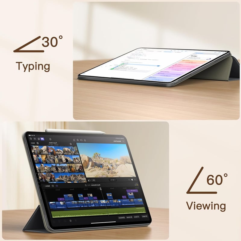 JETech Mágneses Tok iPad Air 11/10.9 M3/M2/5/4 és iPad Pro 11 Sötétszürke