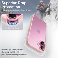 JETech matné puzdro na iPhone 16 (6,1") – bledo-ružové, polopriehľadný matný zadný kryt, vojenská úroveň ochrany proti nárazom, odolné voči odtlačkom prstov 3