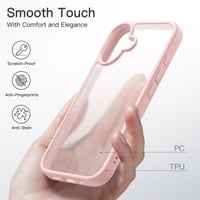 JETech matné puzdro na iPhone 16 (6,1") – bledo-ružové, polopriehľadný matný zadný kryt, vojenská úroveň ochrany proti nárazom, odolné voči odtlačkom prstov 4