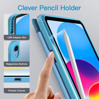 JETech Matt Tok iPad 10/11 Generációhoz (2022/2025) Ceruzatartóval - Vékony Állványos Védőtok Áttetsző Hátlappal, Kék 5