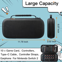 JETech Nintendo Switch 2 hordtáska 7,9" kemény tok utazáshoz fekete 2