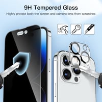 Ochranné sklo na displej JETech s funkciou súkromia pre iPhone 14 Pro, tvrdené sklo s 28° ochranou proti nahliadnutiu a ochranou fotoaparátu - 2 ks 6