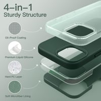 Silikónový kryt JETech pre iPhone 15 Pro 6,1 palca, kompletná ochrana, hodvábne jemný na dotyk, nárazuvzdorný, tmavozelená farba 3