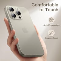 JETech iPhone 15 Pro ultravékony tok kameralencse-védelemmel, matt PP - természetes titán 6