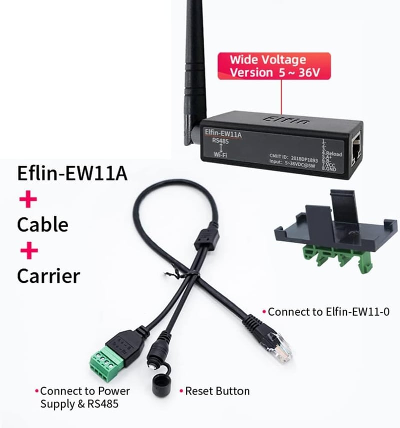 Jevina EW11A-0 RS485-WiFi Konverter Modul - Modbus Protokoll Támogatás, 460800 bps Adatátvitel, Vezeték Nélküli Hálózati Szerver Eszköz Szám