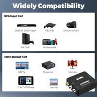 Adaptor RCA la HDMI Jewan, Convertor AV la HDMI 1080P, Plug and Play, compatibil cu PS2/SNES/Xbox/PS4/Wii/DVD/VCR, suport PAL/NTSC, cu cablu de alimentare USB 7