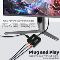Adaptor RCA la HDMI Jewan, Convertor AV la HDMI 1080P, Plug and Play, compatibil cu PS2/SNES/Xbox/PS4/Wii/DVD/VCR, suport PAL/NTSC, cu cablu de alimentare USB 3