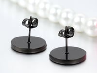 JewelryWe Férfi Fülbevaló Kerek Rozsdamentes Acél Fekete 3-14mm 3