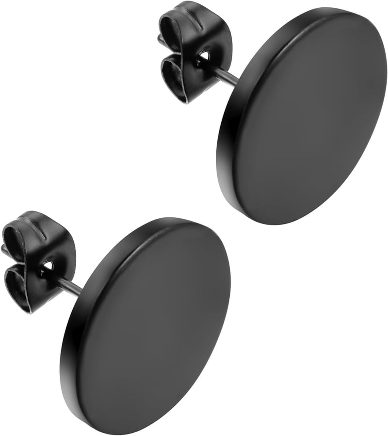 JewelryWe Férfi Fülbevaló Kerek Rozsdamentes Acél Fekete 3-14mm