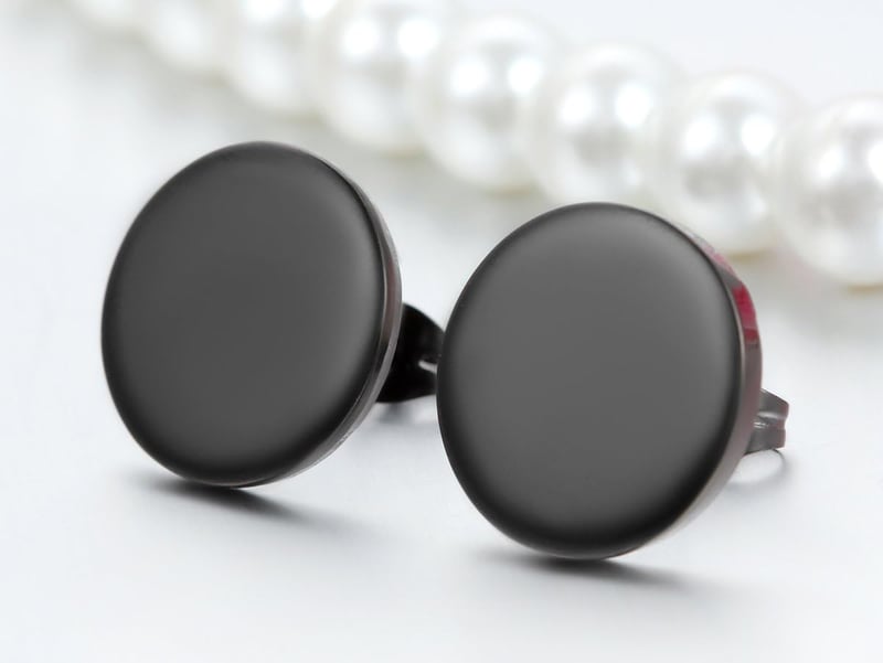 JewelryWe Férfi Fülbevaló Kerek Rozsdamentes Acél Fekete 3-14mm
