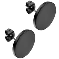 JewelryWe uniseks naušnice od nehrđajućeg čelika, okrugli fake plug - crne, 3-14 mm 2